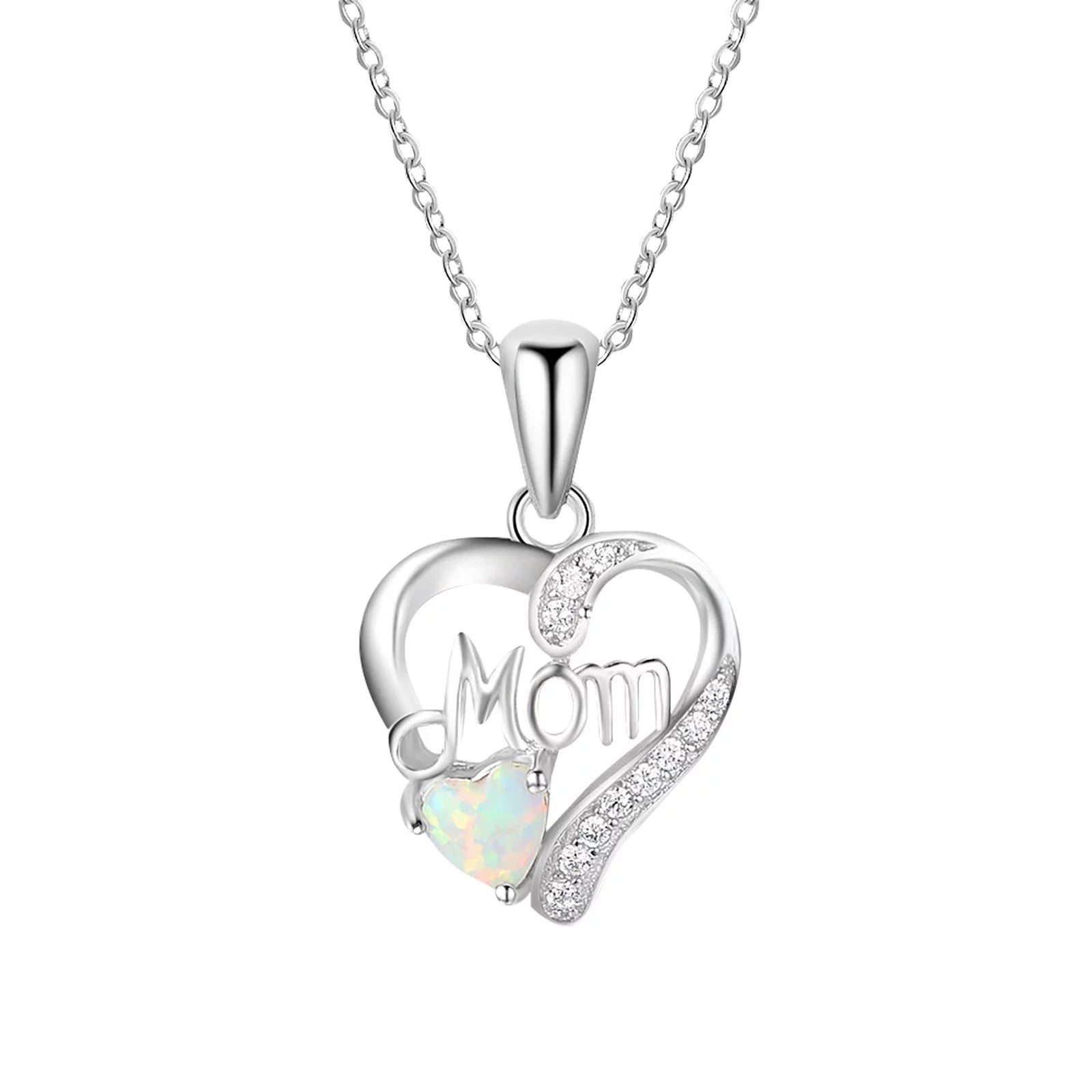 Mom - My Mom Forever - Opal 925 Sterling Silver Necklace