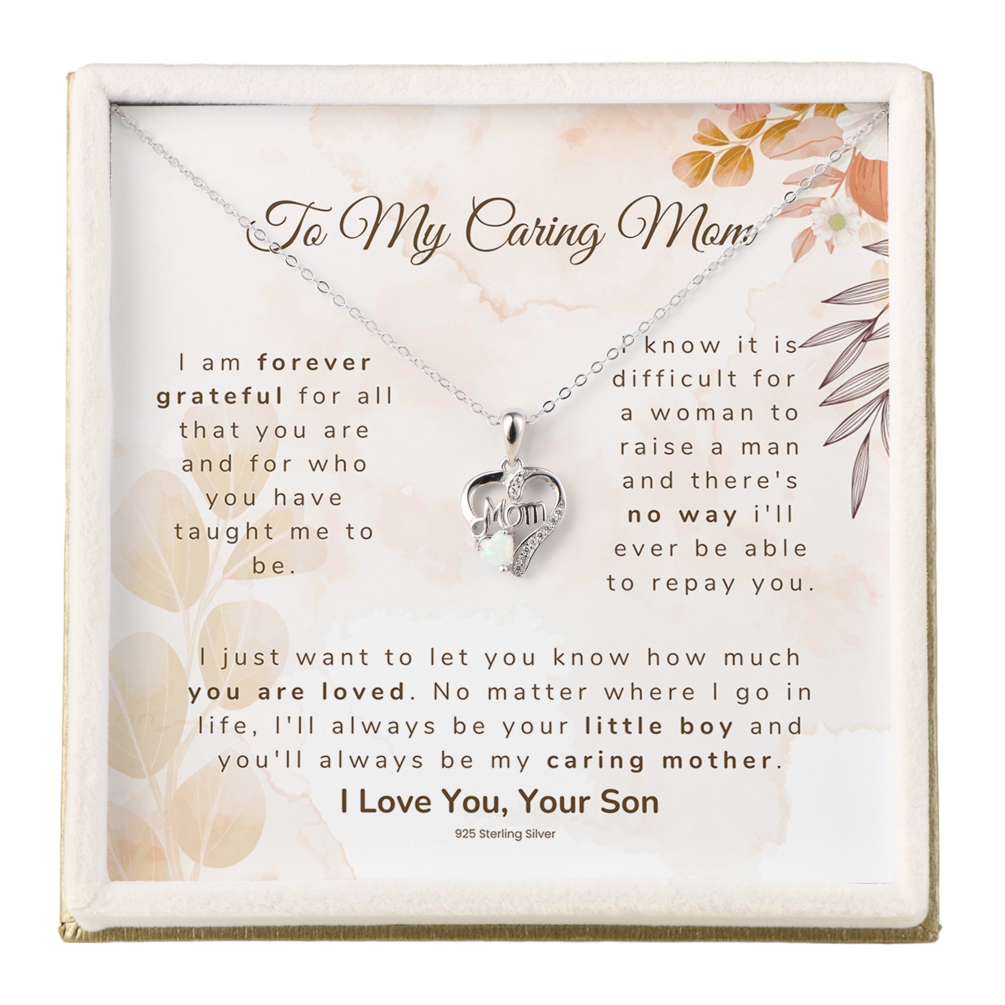 Mom - My Mom Forever - Opal 925 Sterling Silver Necklace