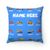 Personalized Name Construction Machines Boy Square Pillow