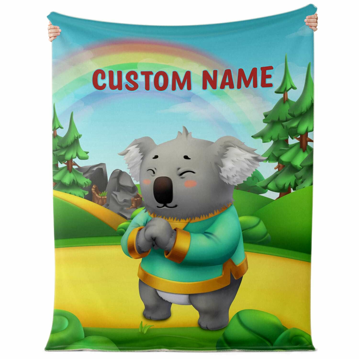 Personalized Name Koala, Animal Blanket for Kids, Custom Name Blanket for Boys & Girls