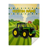 Personalized Name Big Green Tractor Blanket for Kids