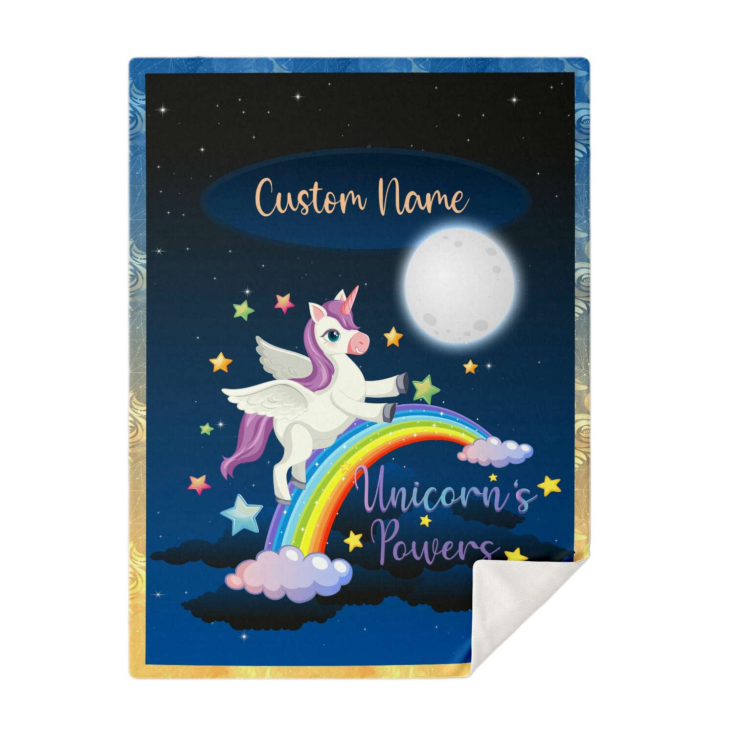 Personalized Name Unicorn Blanket for Kids, Custom Name Blanket for Boys and Girls