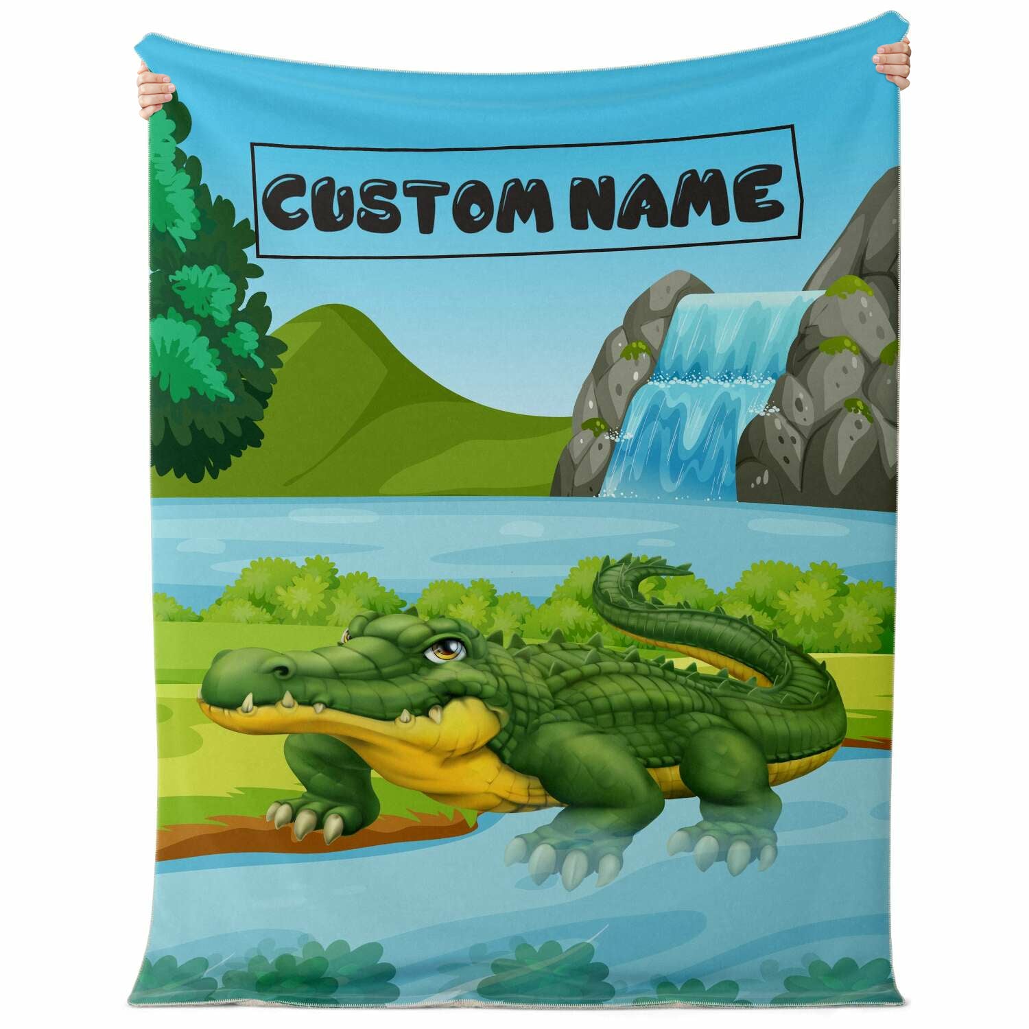 Personalized Name Crocodile Blanket, Custom Name Wild Animals Blanket for Boys & Girls