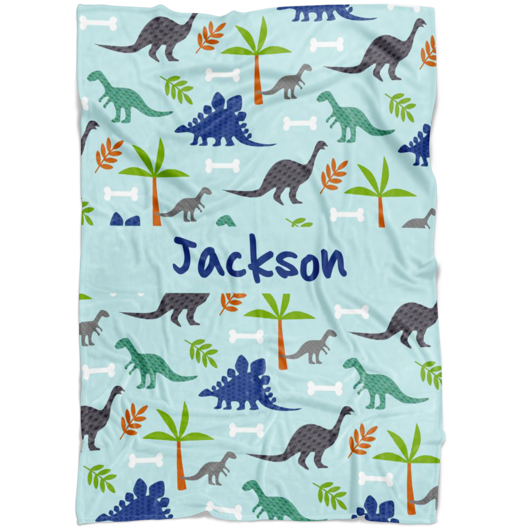 Personalized Dinosaur, Dino World Blanket for Boys, Kids - Jackson