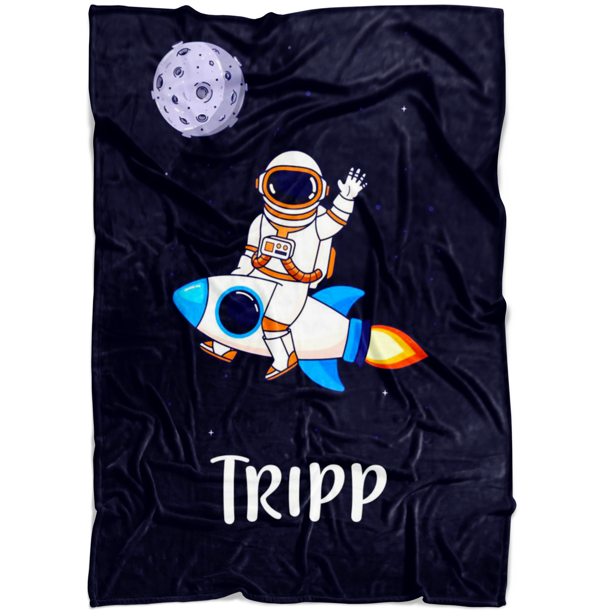 Personalized Name Astronaut Blanket for Boys, Kids - Tripp