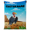 Personalized Name Vulture Blanket, Custom Name Wild Animals Blanket for Boys & Girls