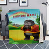 Personalized Name Gorilla, Animal Blanket for Kids, Custom Name Blanket for Boys & Girls