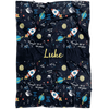 Personalized Name Space Blanket with Rockets & Planets for Boys & Girls - Luke