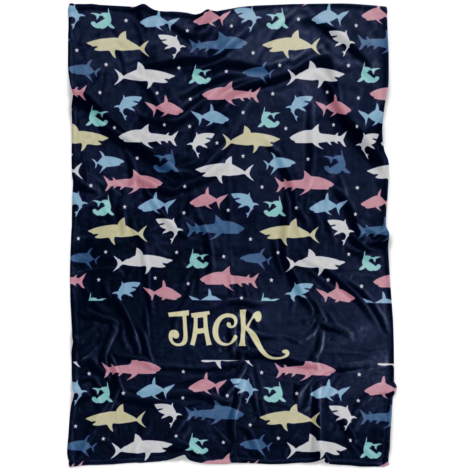 Personalized Name Shark Blanket for Kids - Jack