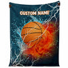 Load image into Gallery viewer, Personalized Name Basketball Blanket, Custom Name Sports Blanket for Boys &amp; Girls