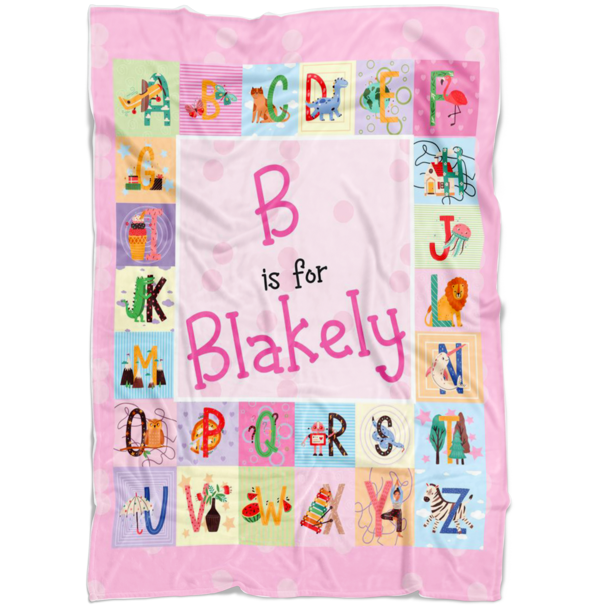 Personalized Name ABC Blanket for Babies & Girls - Blakely