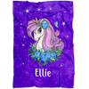 Personalized Name Sparkling Unicorn Purple Blanket for Girls & Babies - Ellie