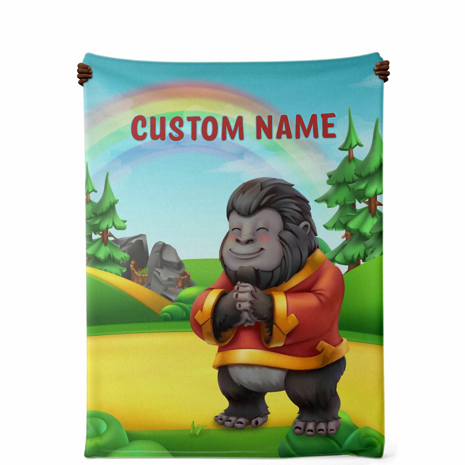 Personalized Name Gorilla, Animal Blanket for Kids, Custom Name Blanket for Boys & Girls
