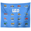 Personalized Name Construction Machines Wall Tapestry for Kids Room - LEO