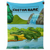 Personalized Name Crocodile Blanket, Custom Name Wild Animals Blanket for Boys & Girls