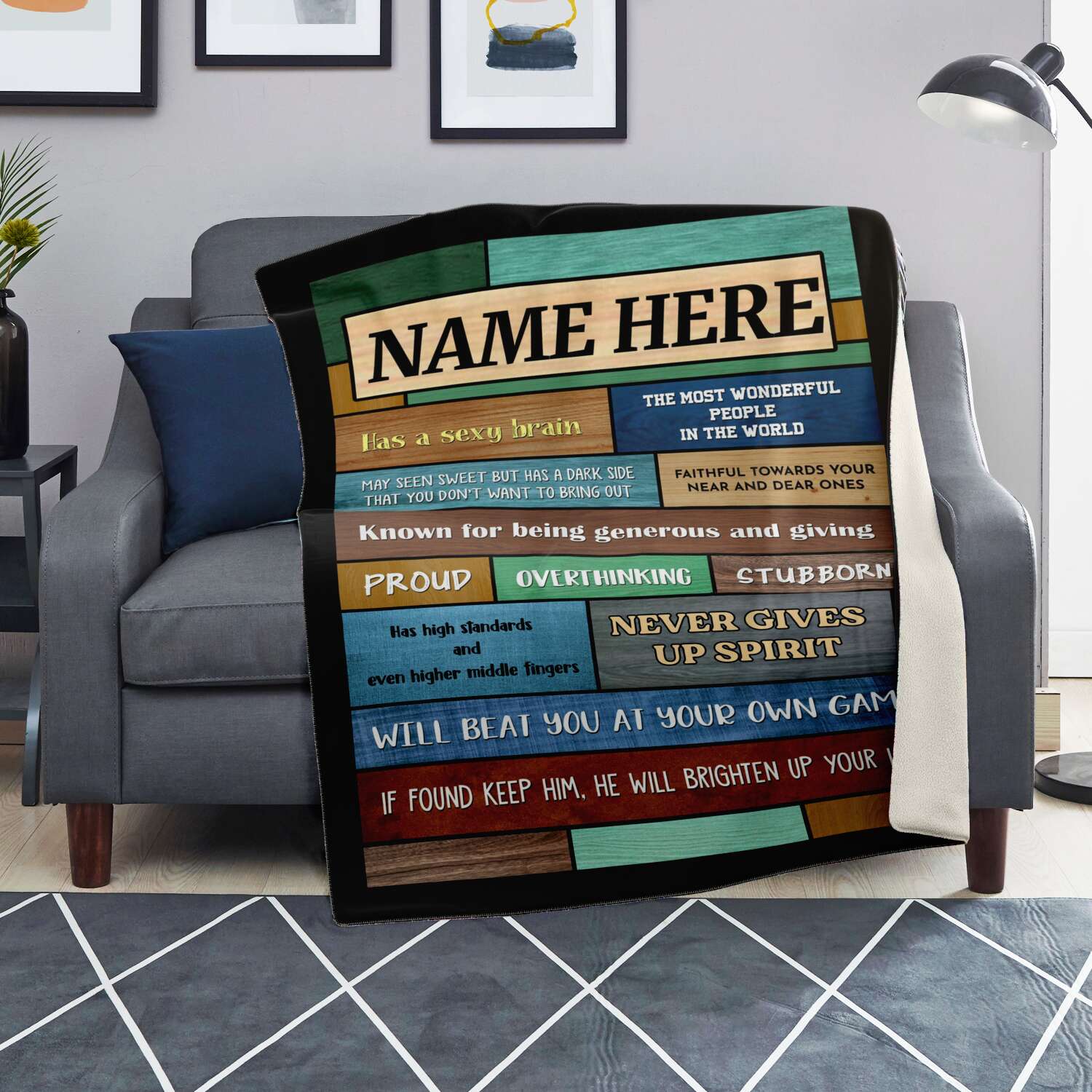 Personalized Name Blanket, Gift for Boyfriend, Husband, BFF
