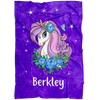 Personalized Name Sparkling Unicorn Purple Blanket for Girls & Babies - Berkley
