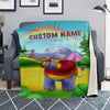 Personalized Name Elephant, Animal Blanket for Kids, Custom Name Blanket for Boys & Girls