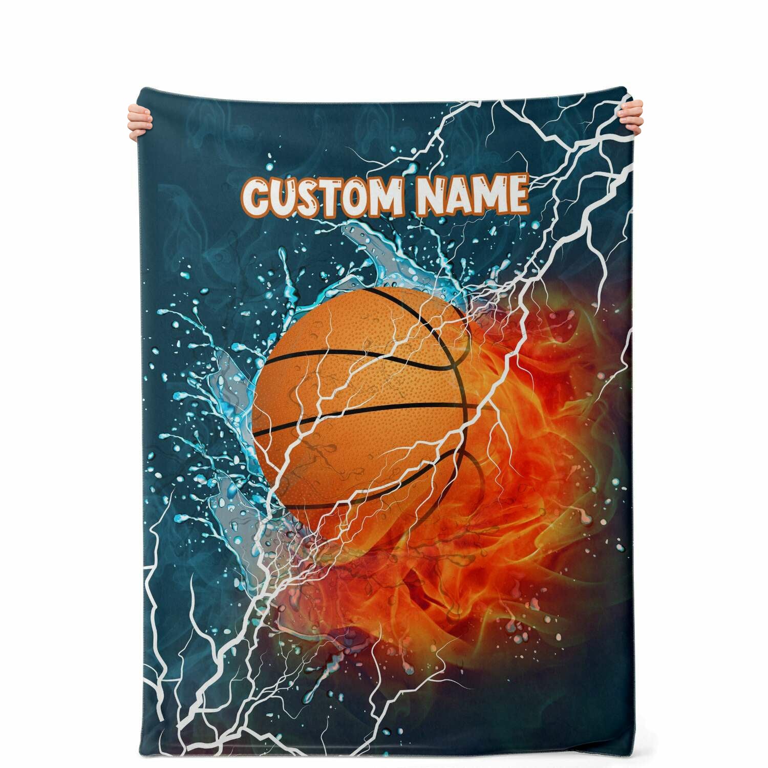 Personalized Name Basketball Blanket, Custom Name Sports Blanket for Boys & Girls