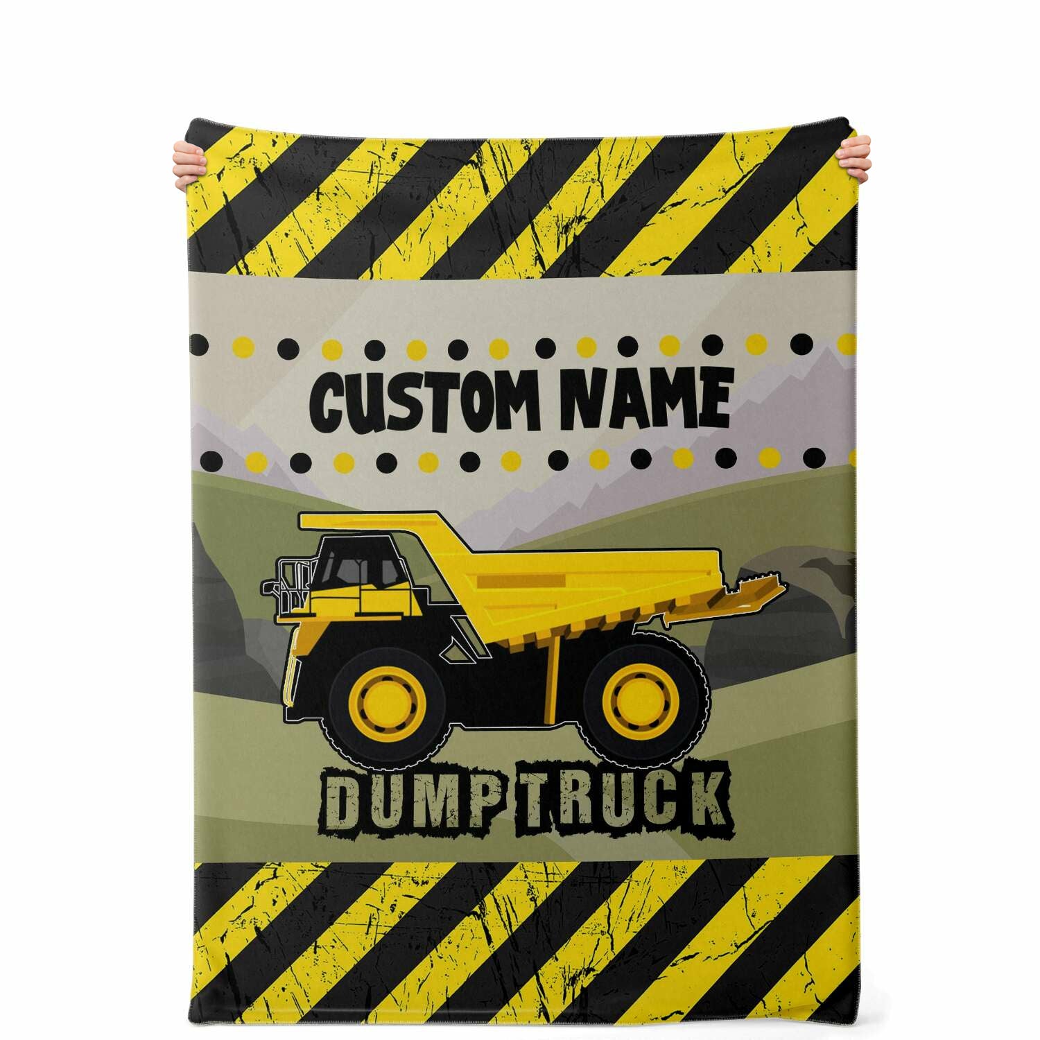 Personalized Name Dump Truck Blanket for Kids, Boys and Girls Custom Name Blanket