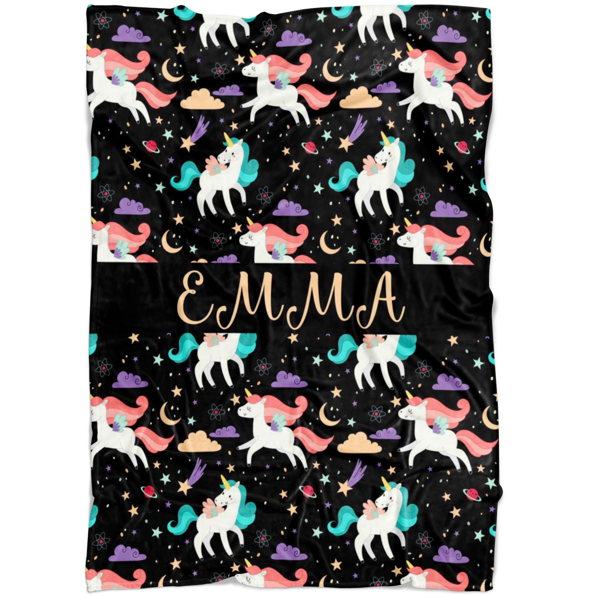 Personalized Name Unicorns Blanket for Girls - EMMA