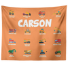 Personalized Name Construction Machines Wall Tapestry for Kids Room - Carson
