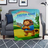 Personalized Name Lion, Animal Blanket for Kids, Custom Name Blanket for Boys & Girls