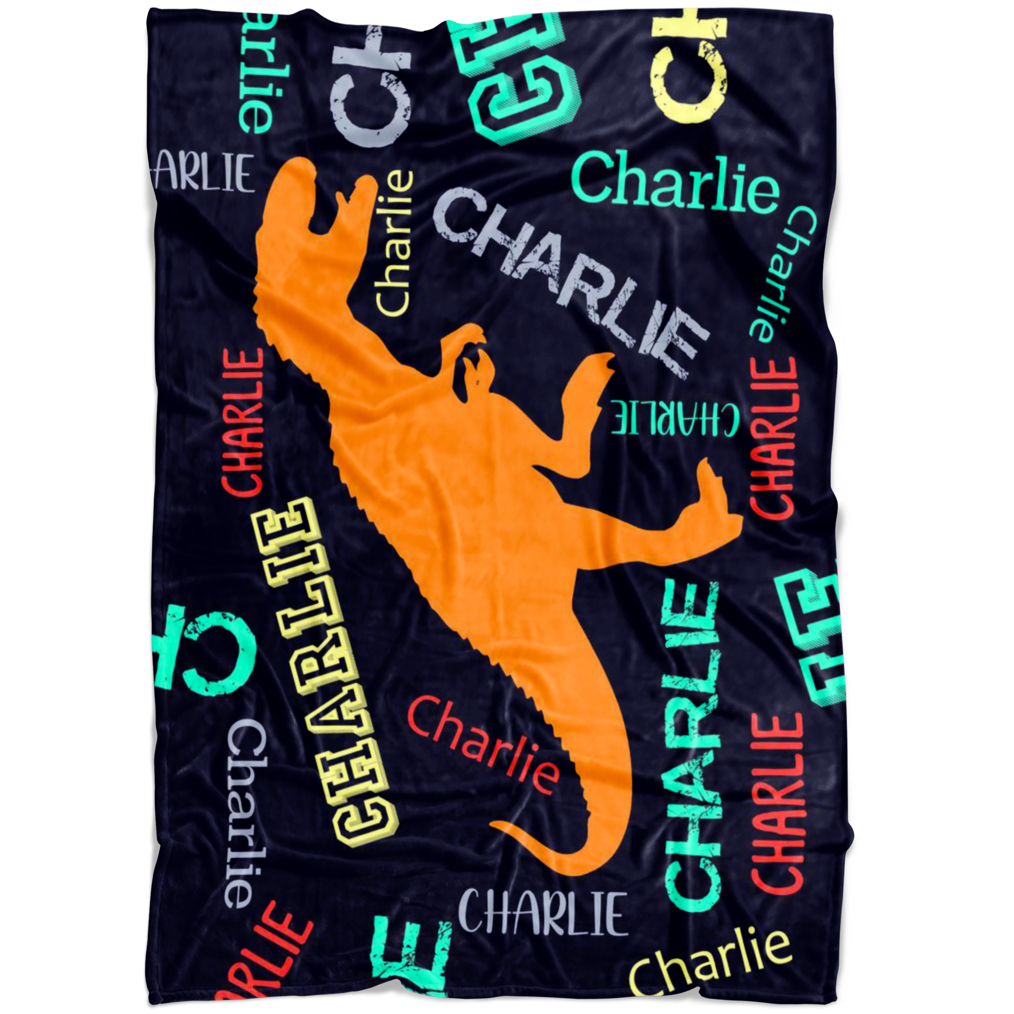 Dinosaurs T-Rex Personalized Name Blanket for Boys, Kids - Charlie
