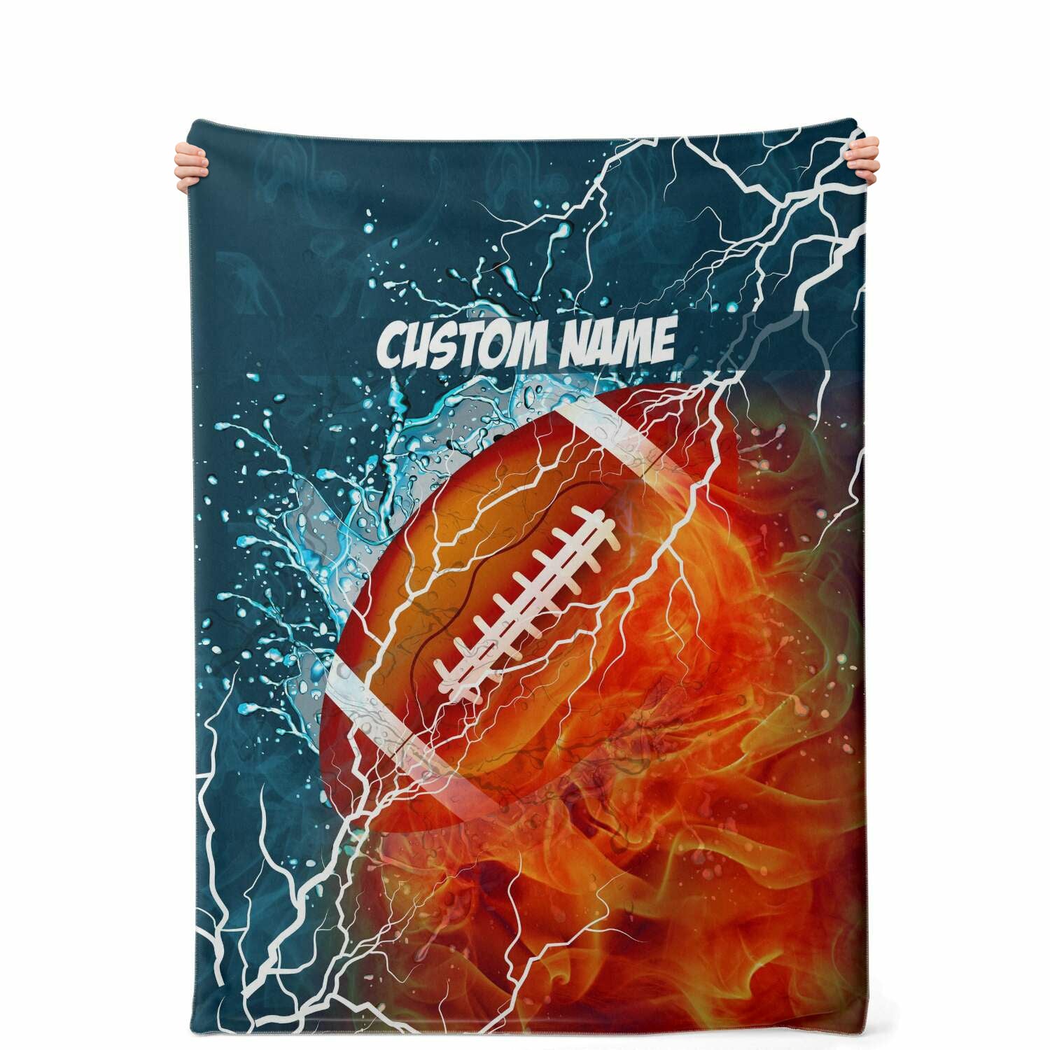 Personalized Name American Football Blanket, Custom Name Sports Blanket for Boys & Girls