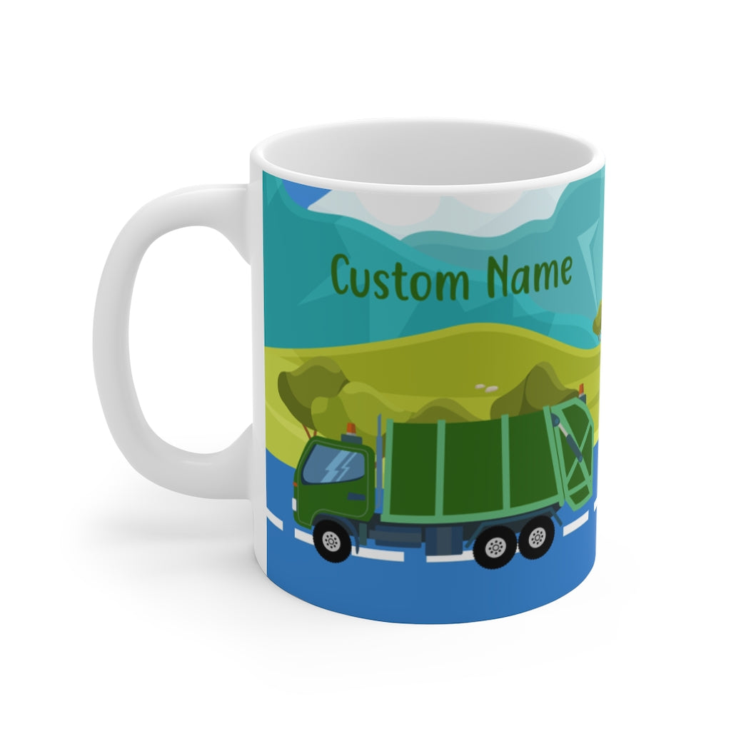 Personalized Name Garbage Truck Mug for Kids - 11oz