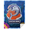 Personalized Name Narwhal Blanket, Custom Name Sea Animals Blanket for Boys & Girls