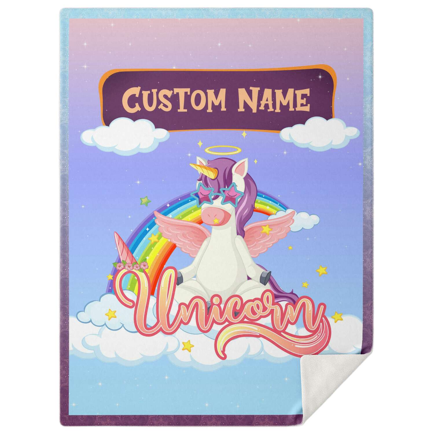 Personalized Name Unicorn Blanket for Kids, Custom Name Blanket for Boys and Girls