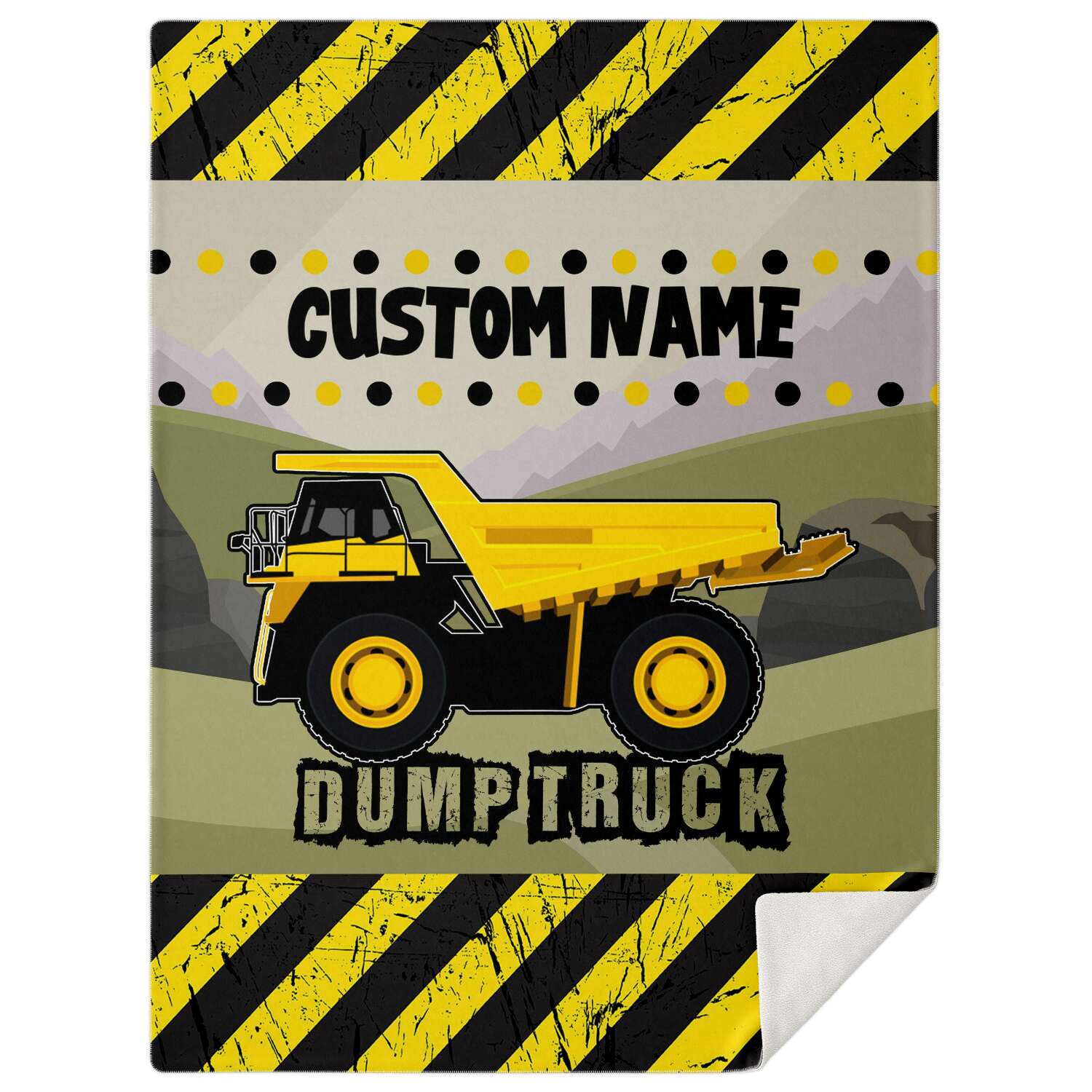 Personalized Name Dump Truck Blanket for Kids, Boys and Girls Custom Name Blanket