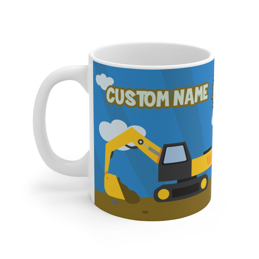 Personalized Name, Construction Machine, Excavator Mug for Kids 11oz