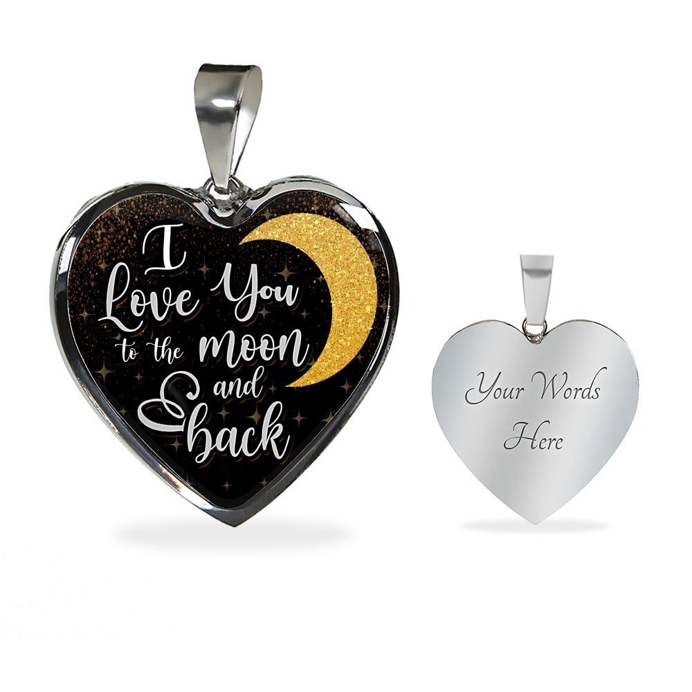I Love You To The Moon and Back Heart Necklace for Wife, Girlfriend