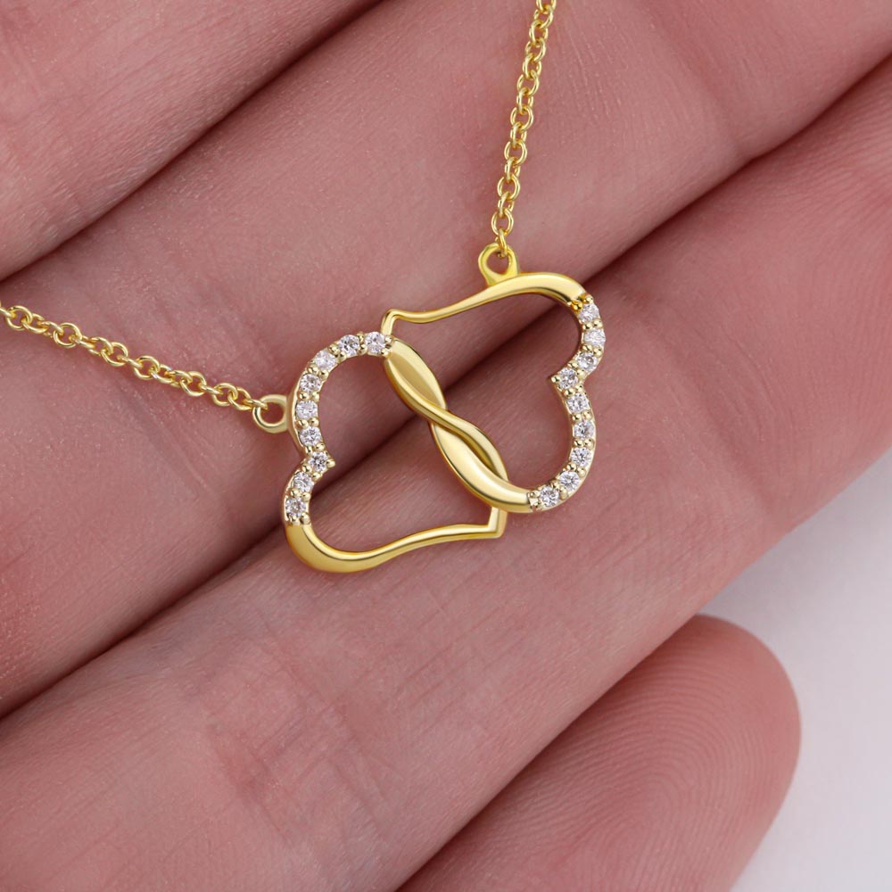 To My Wife, 10K Solid Yellow Gold Hearts Necklace, Gift from Husband