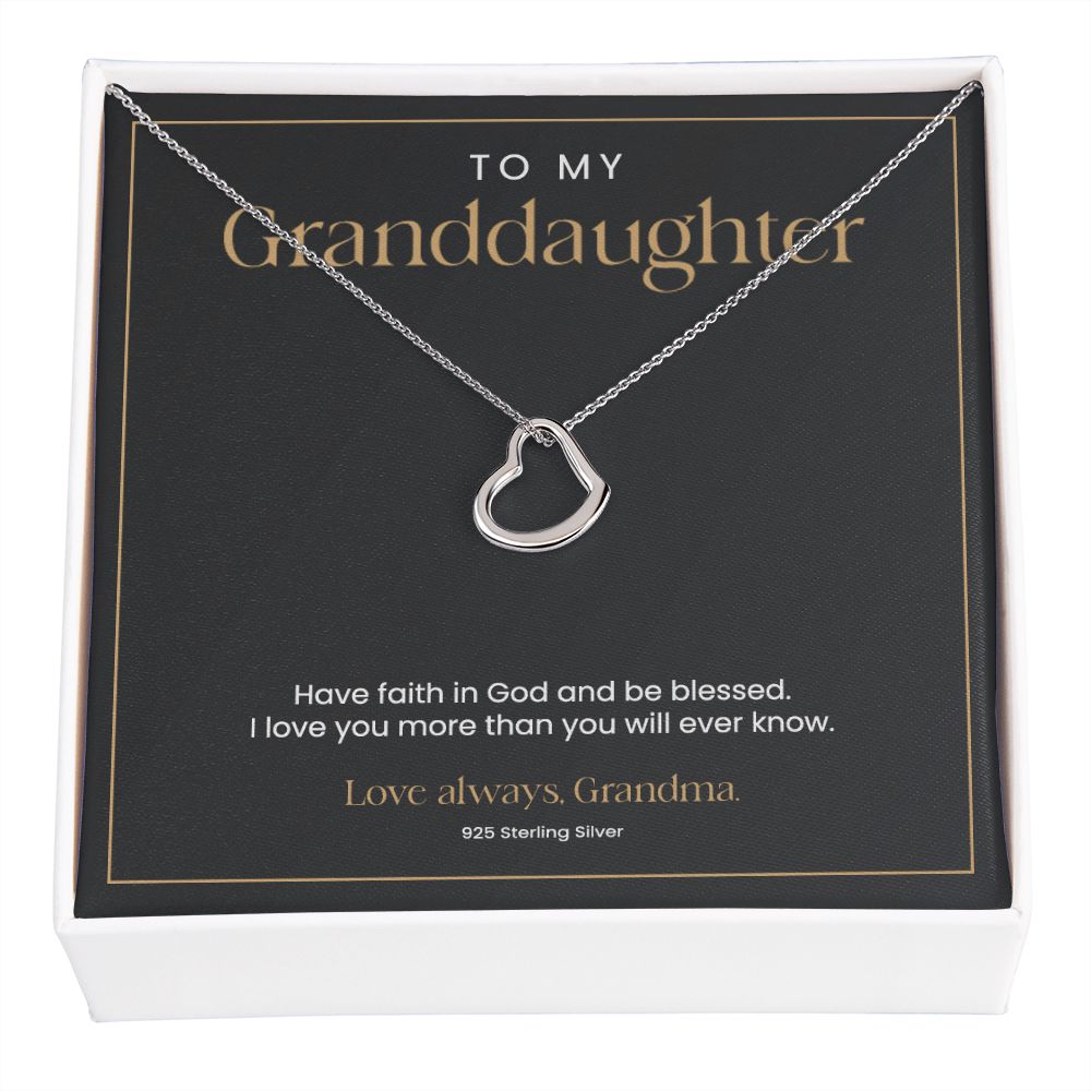 Granddaughter Gifts from Grandma - Silver Heart Necklace