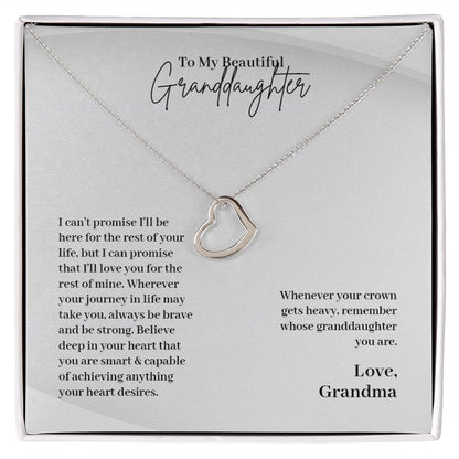Granddaughter Gift from Grandma - Delicate Heart Necklace