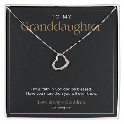 Granddaughter Gifts from Grandma - Silver Heart Necklace