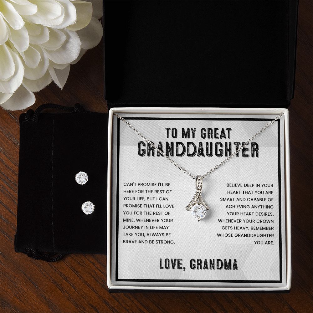Granddaughter Gifts from Grandma - Alluring Beauty Necklace & Earrings Set