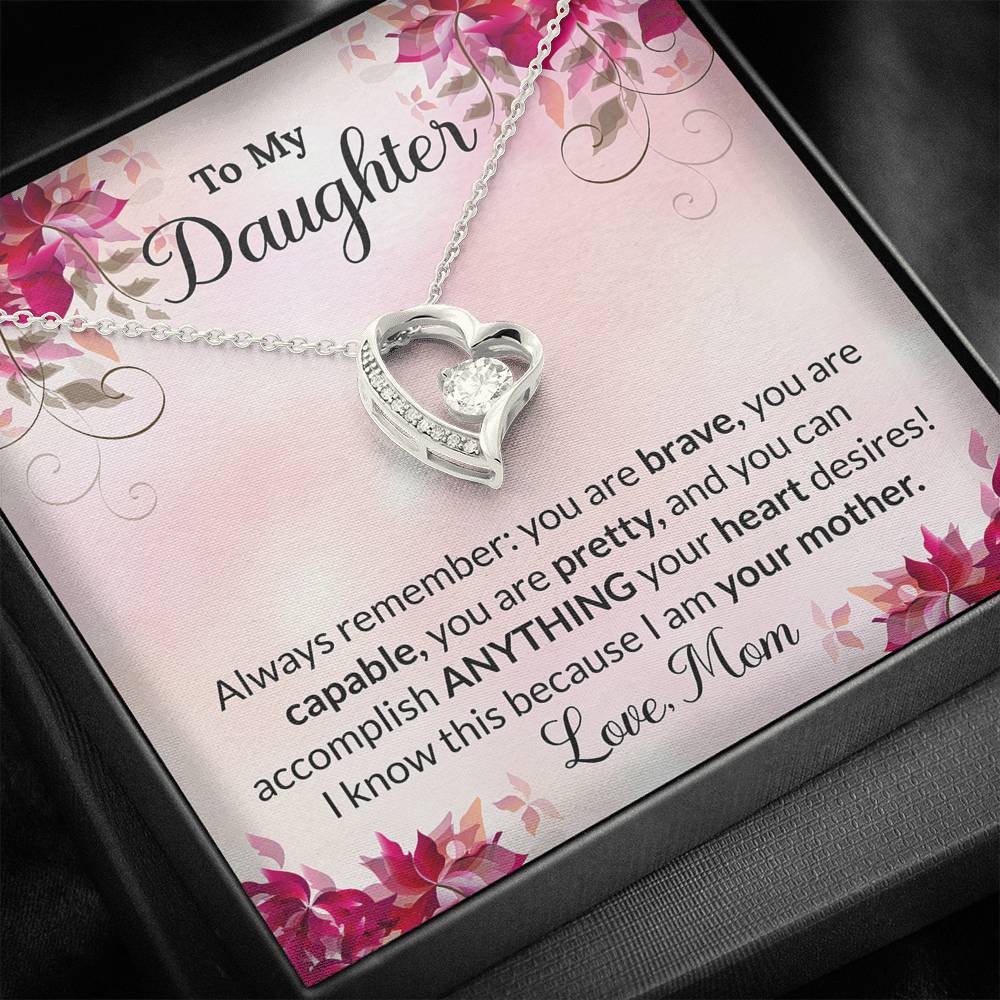 To My Daughter Gift Forever Love Necklace with A Message Card