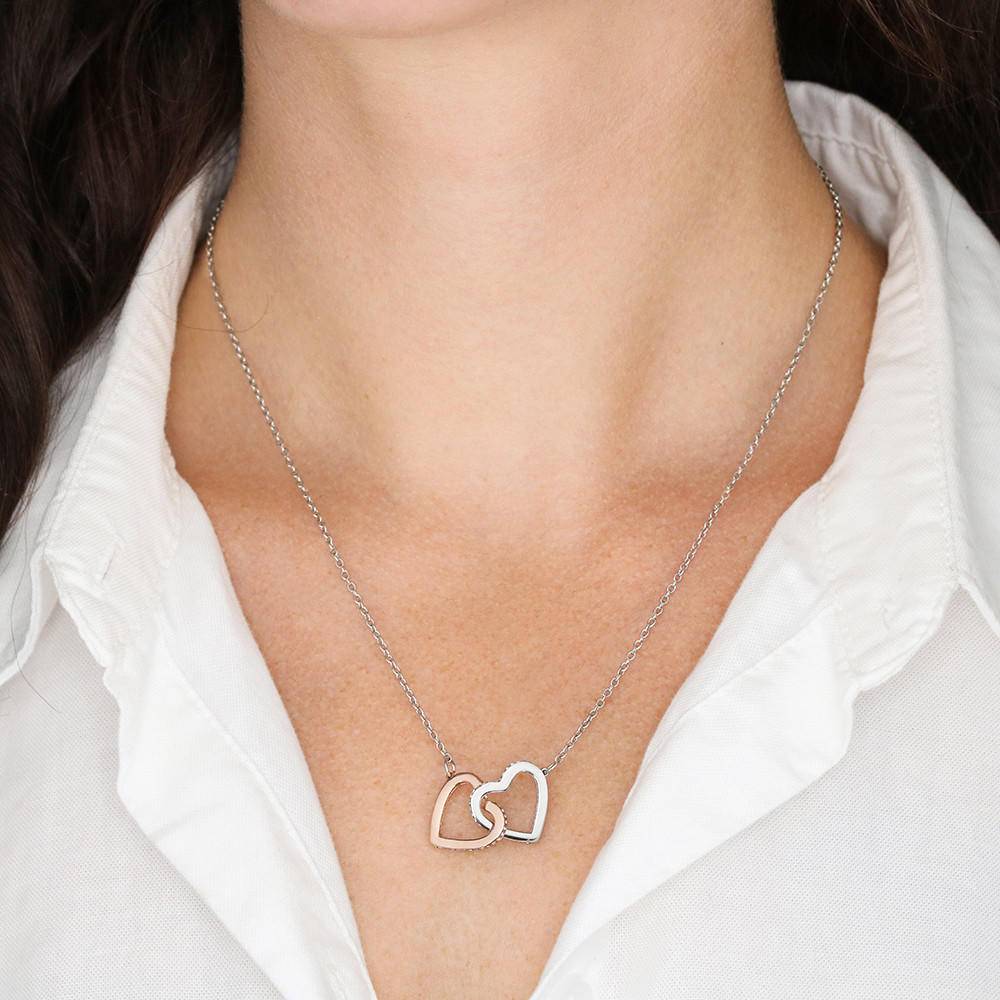 To My Wife Gift Interlocking Hearts Necklace with a Message Card
