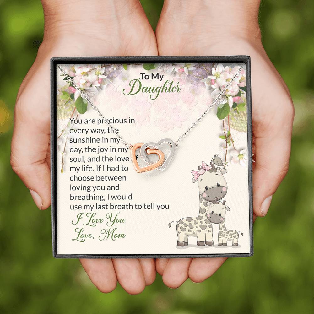 To My Daughter Gift Interlocking Hearts Necklace with a Message Card