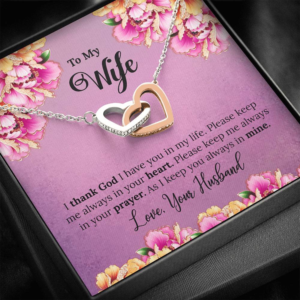 To My Wife Gift Interlocking Hearts Necklace with a Message Card