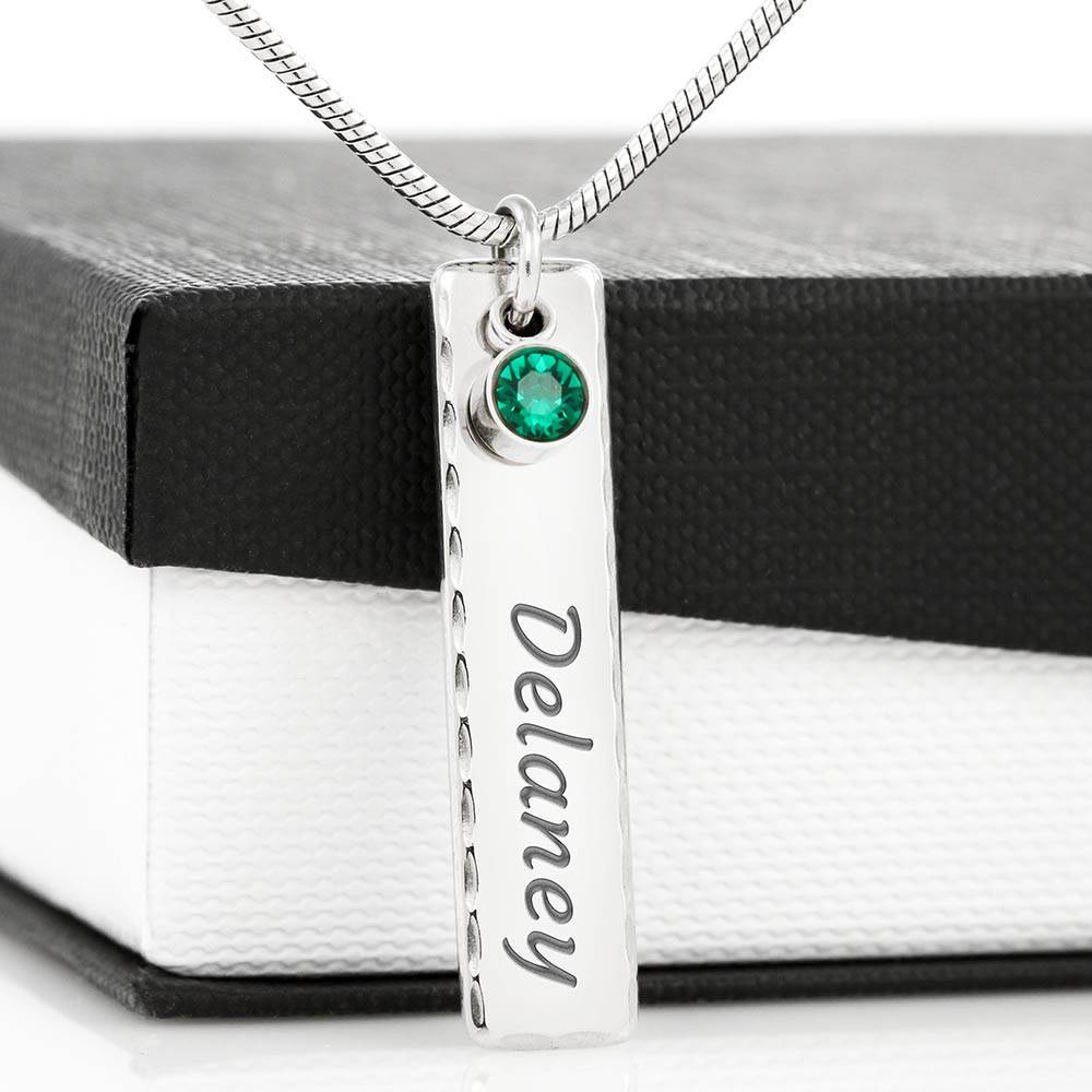 To My Wife Gift Birthstone Necklace with Name & Message Card