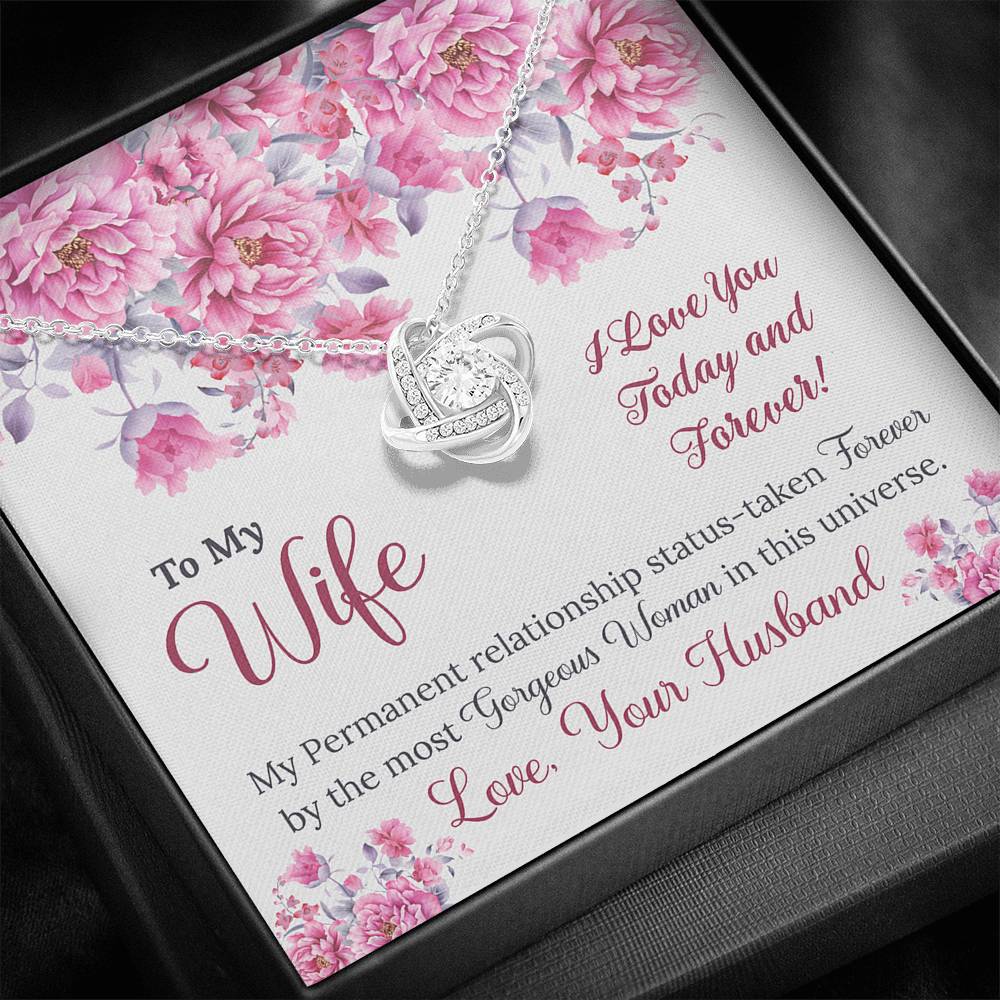 To My Wife Gift Love Knot Necklace with Message Card