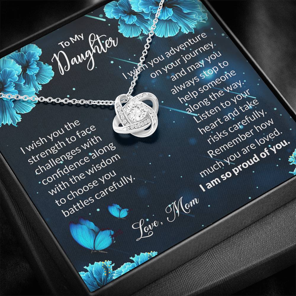To My Daughter Gift Love Knot Necklace with Message Card
