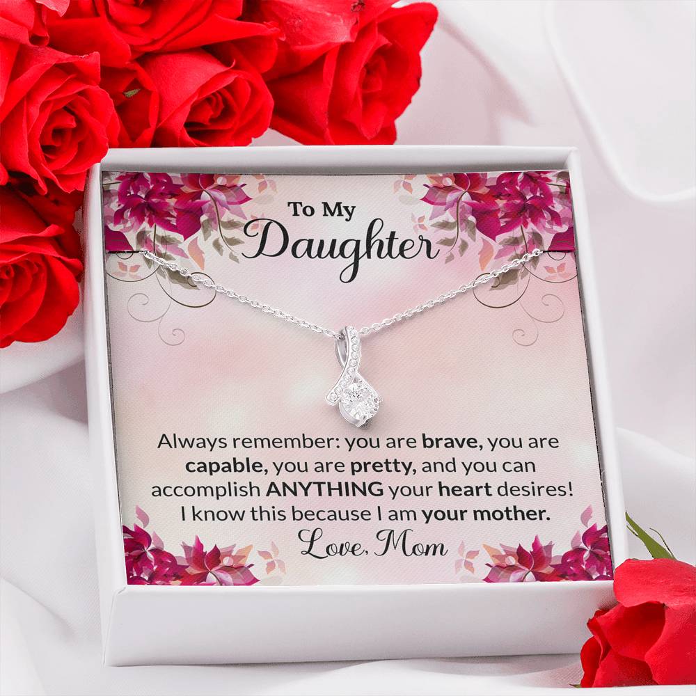 To My Daughter Gift Alluring Beauty Necklace with Message Card