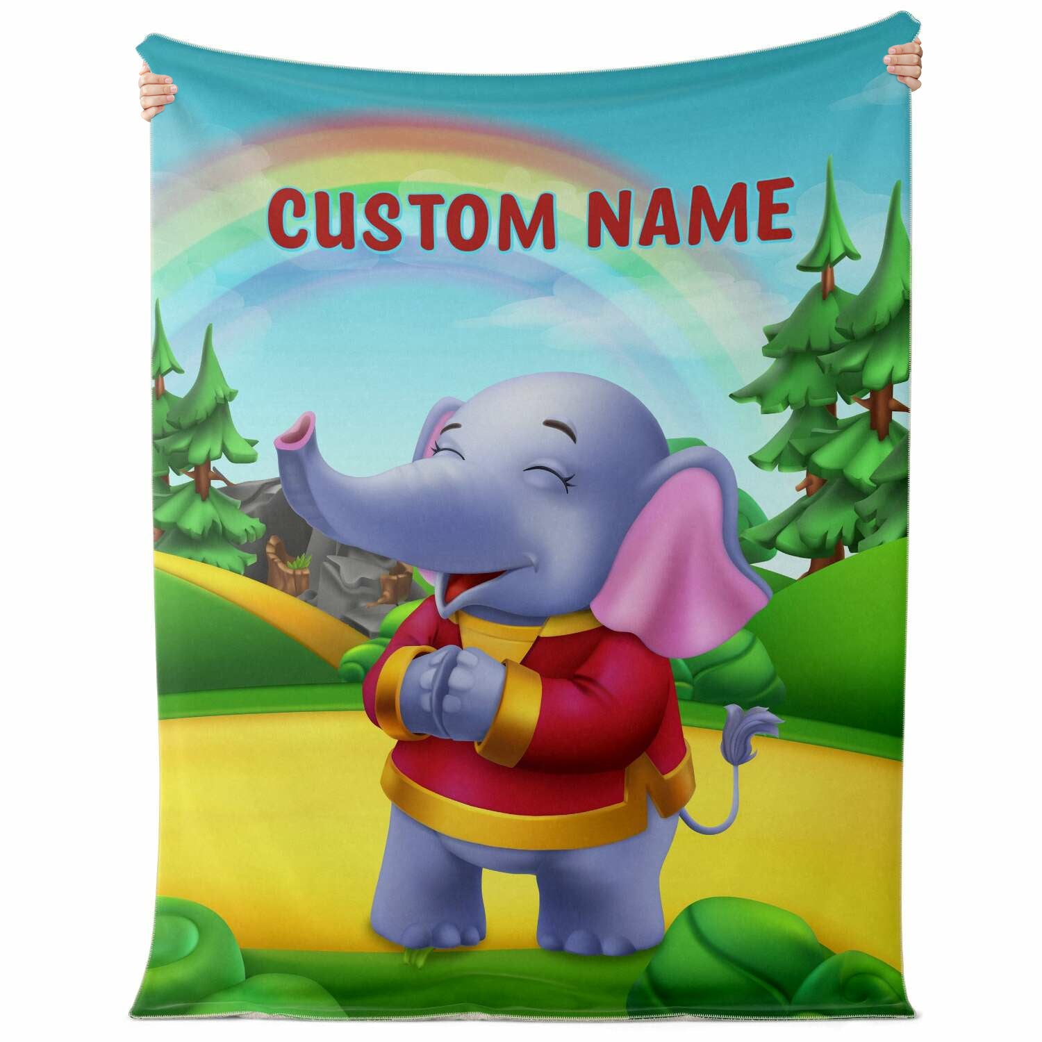 Personalized Name Elephant, Animal Blanket for Kids, Custom Name Blanket for Boys & Girls