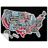USA Map with State Names Premium Blanket